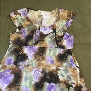 Dressbarn Petite Floral Dress with Cap Sleeves